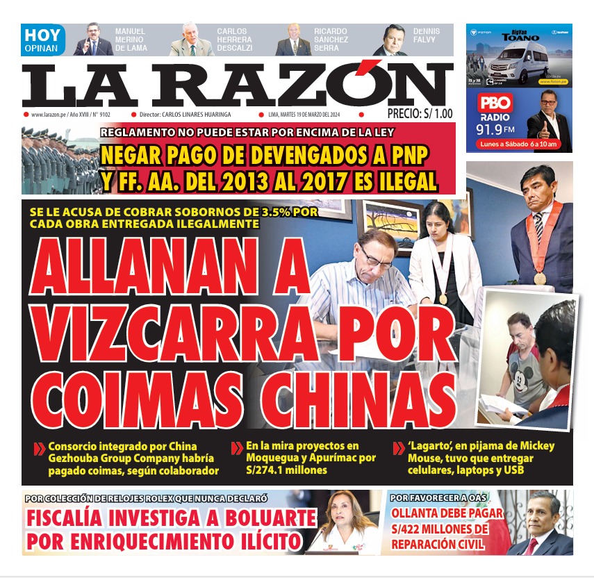 Portada Diario La Razón (19/03/2024)