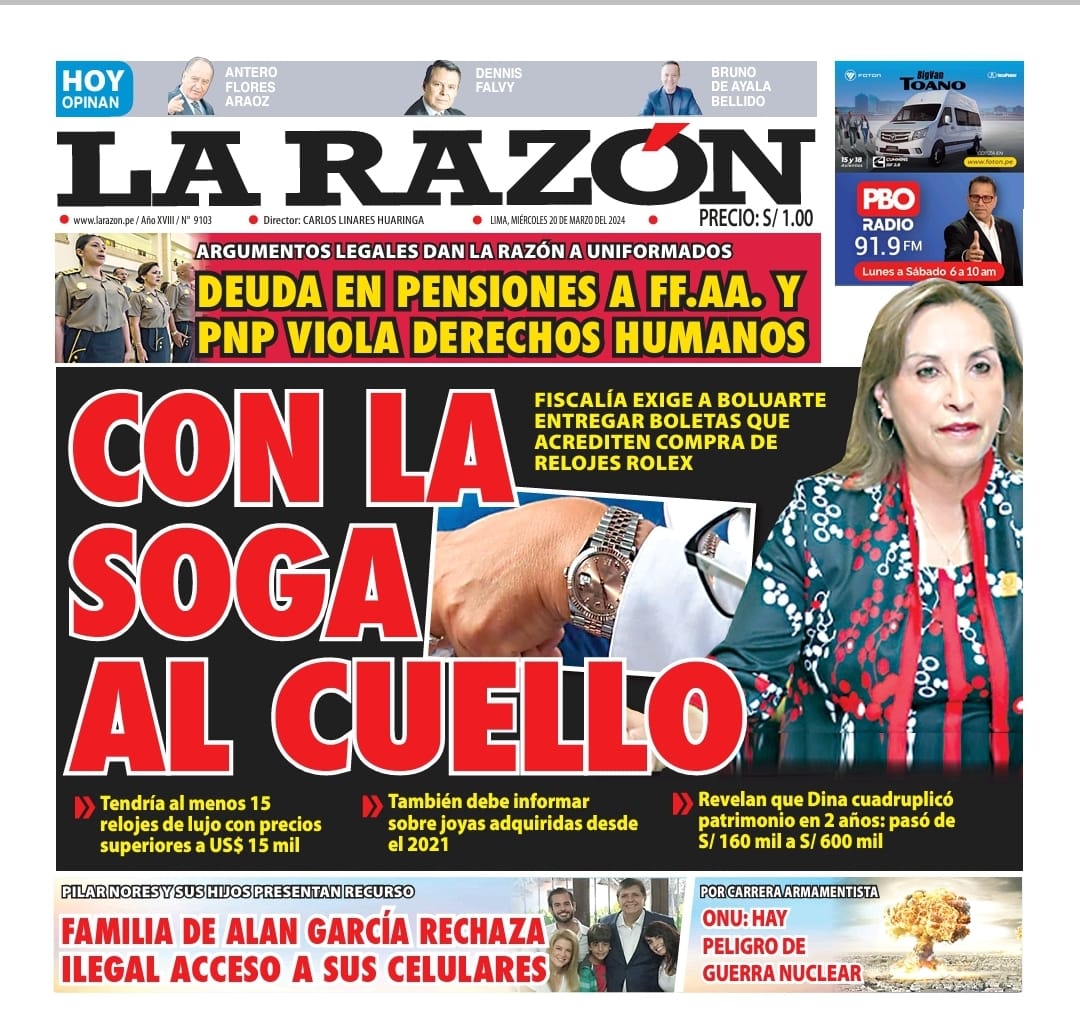 Portada Diario La Razón (20/03/2024)