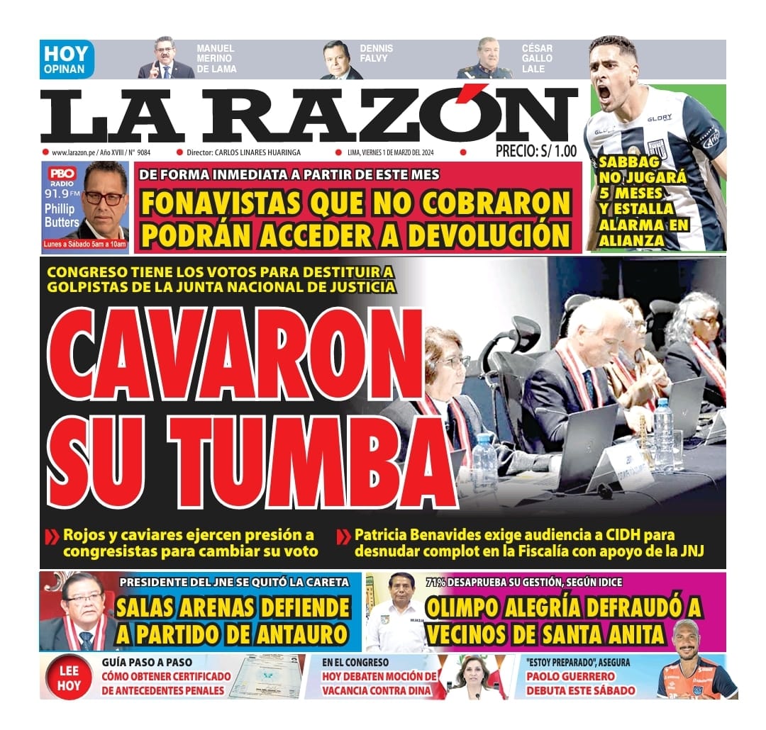 Portada Diario La Razón (01/03/2024)
