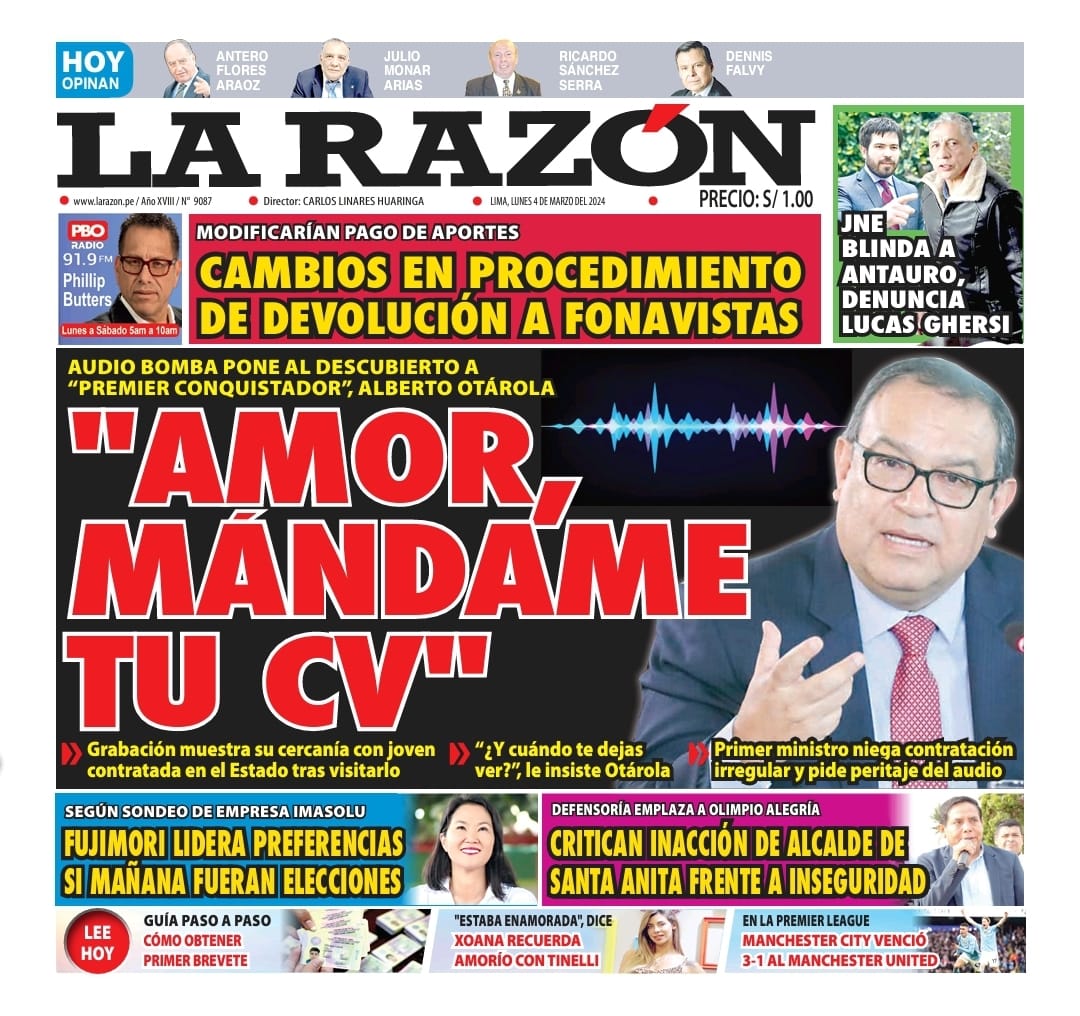 Portada Diario La Razón (04/03/2024)
