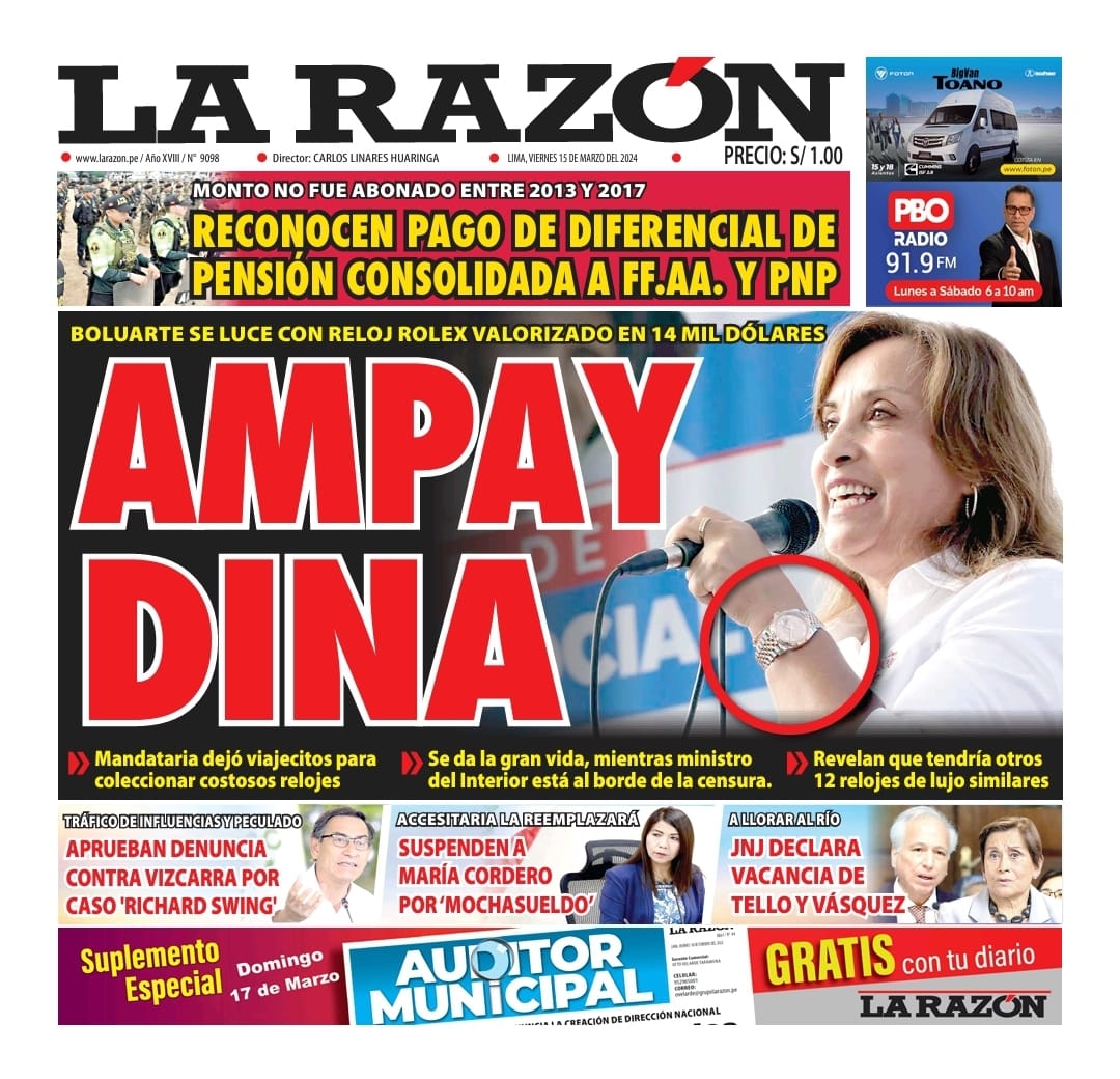 Portada Diario La Razón (15/03/2024)