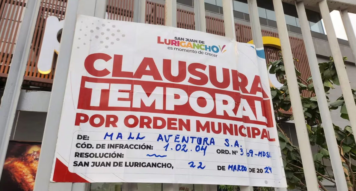 ¿Por cuánto tiempo clausuraron el Mall Aventura de SJL?