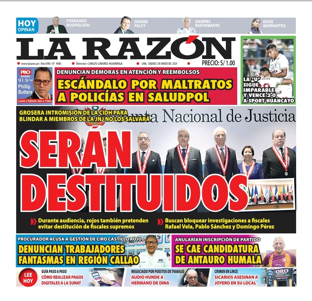 Portada Diario La Razón (02/03/2024)