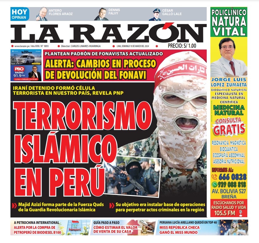 Portada Diario La Razón (10/03/2024)