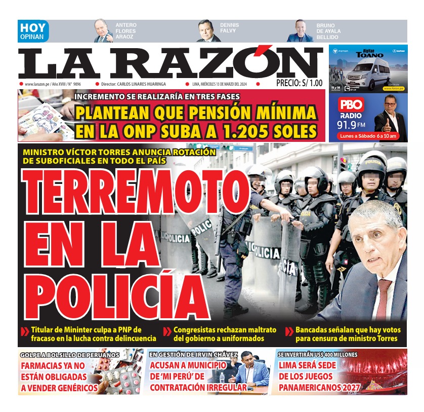 Portada Diario La Razón (13/03/2024)
