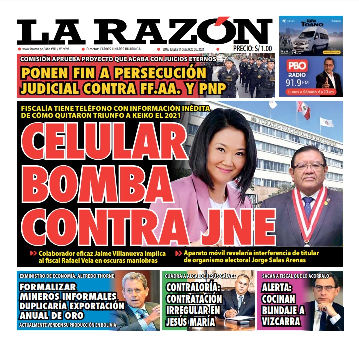 Portada Diario La Razón (14/03/2024)
