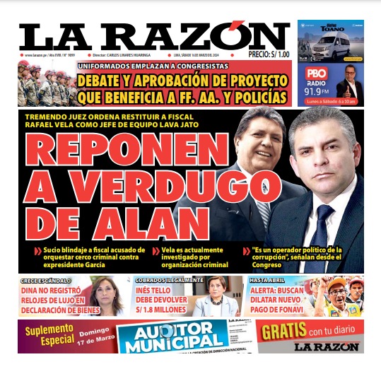 Portada Diario La Razón (16/03/2024)