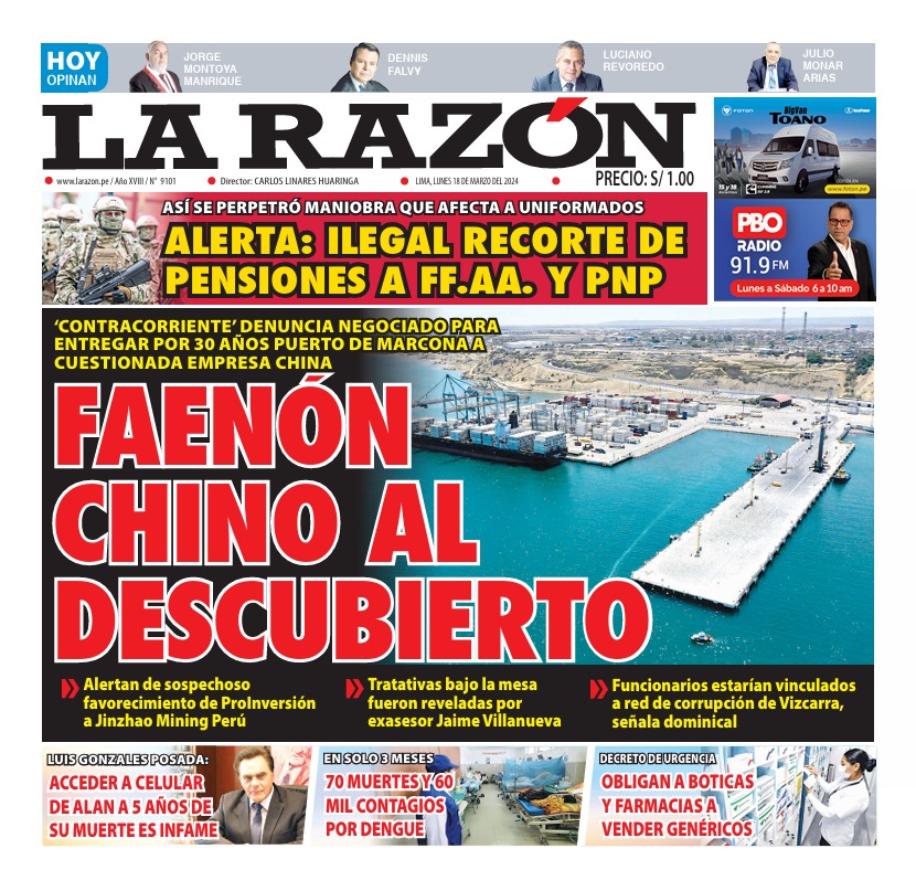 Portada Diario La Razón (18/03/2024)
