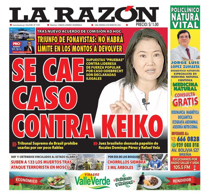 Portada Diario La Razón (24/03/2024)
