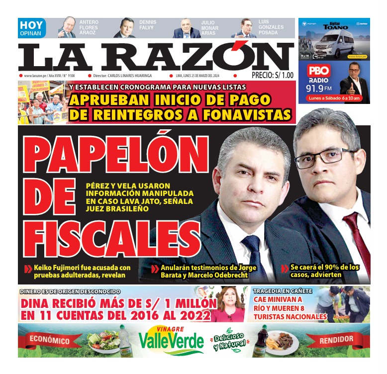 Portada Diario La Razón (25/03/2024)