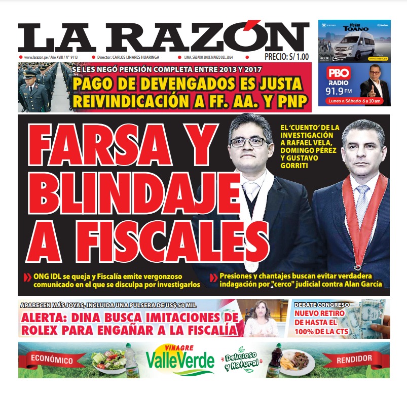 Portada Diario La Razón (30/03/2024)