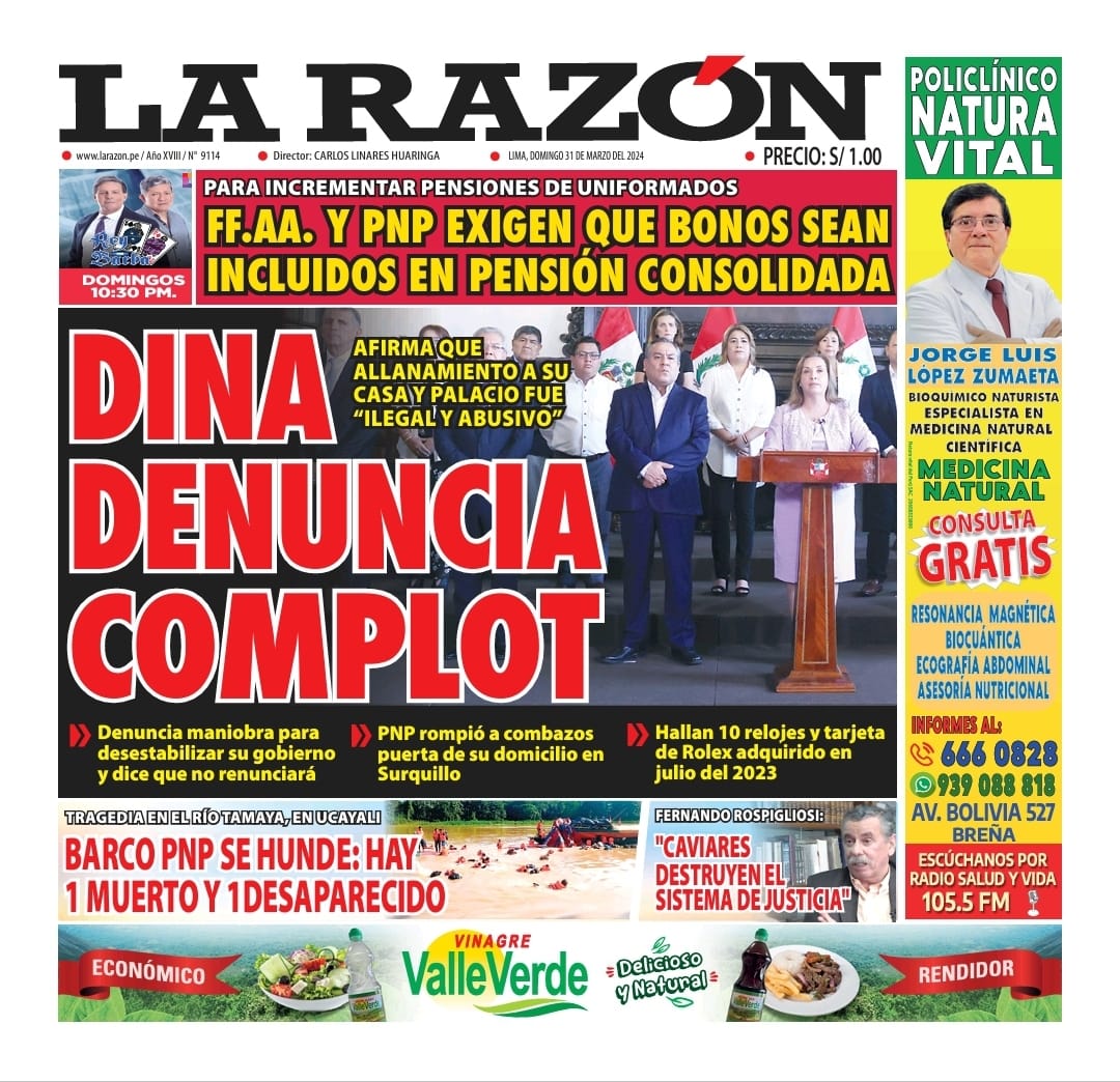 Portada Diario La Razón (31/03/2024)
