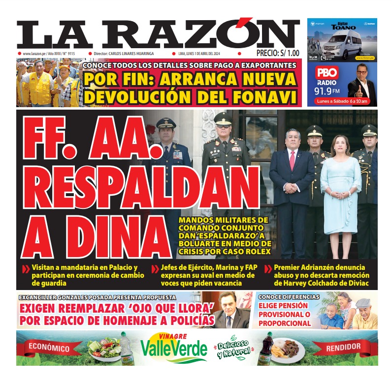 Portada Diario La Razón (01/04/2024)