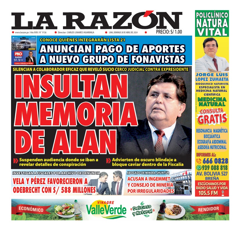 Portada Diario La Razón (28/04/2024)