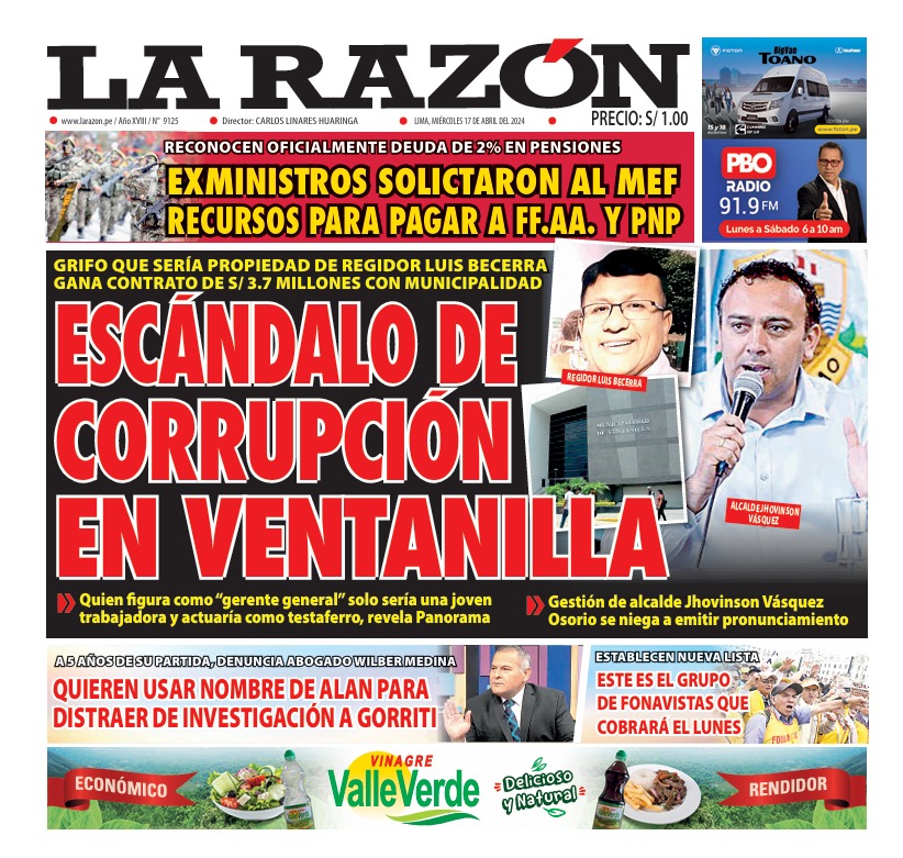 Portada Diario La Razón (17/04/2024)