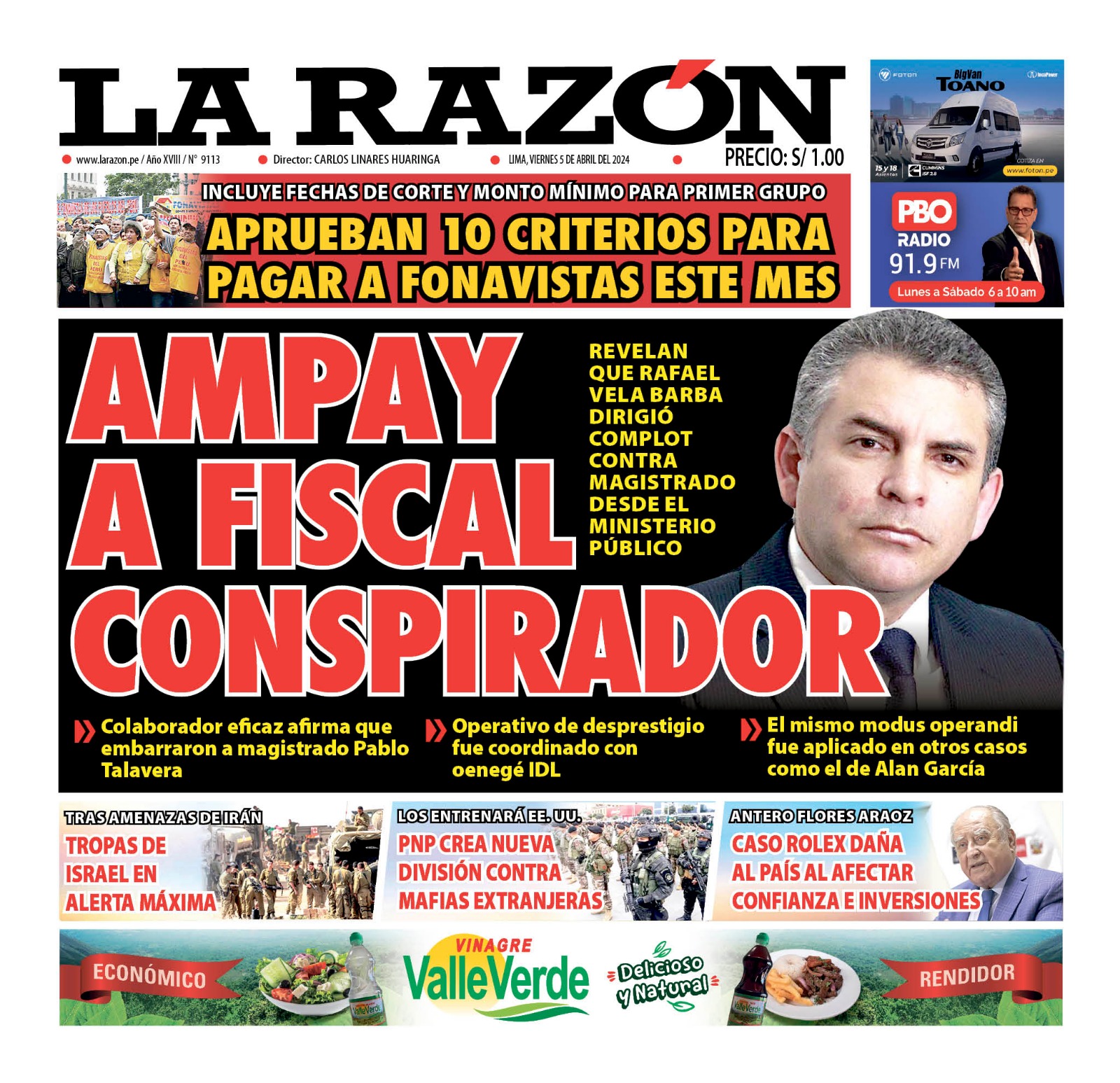 Portada Diario La Razón (05/04/2024)