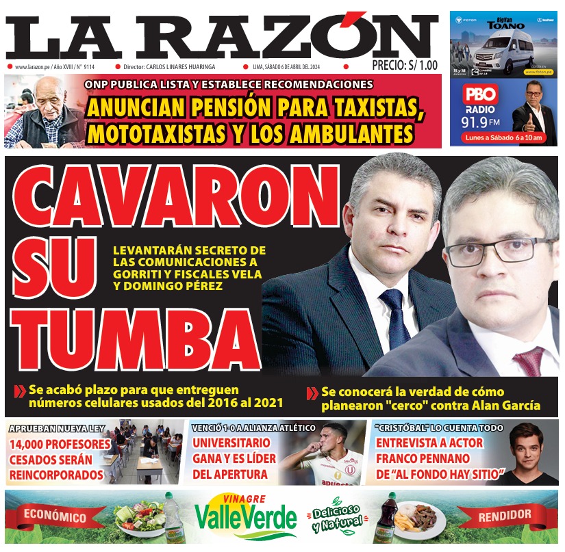 Portada Diario La Razón (06/04/2024)