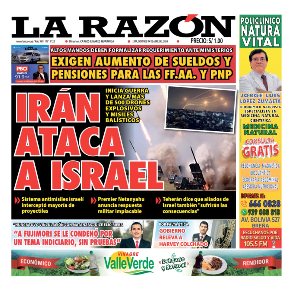 Portada Diario La Razón (14/04/2024)