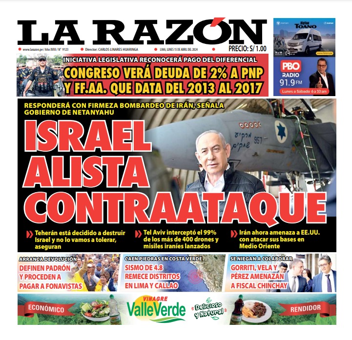 Portada Diario La Razón (15/04/2024)