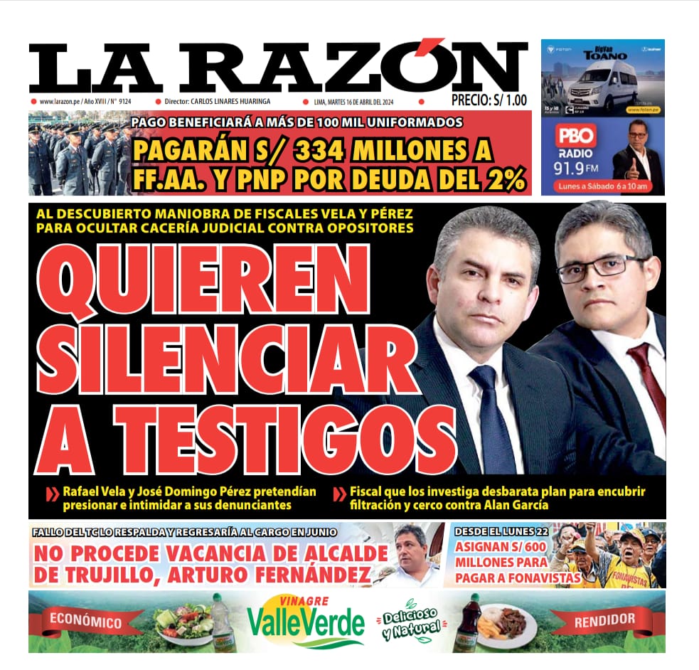 Portada Diario La Razón (16/04/2024)