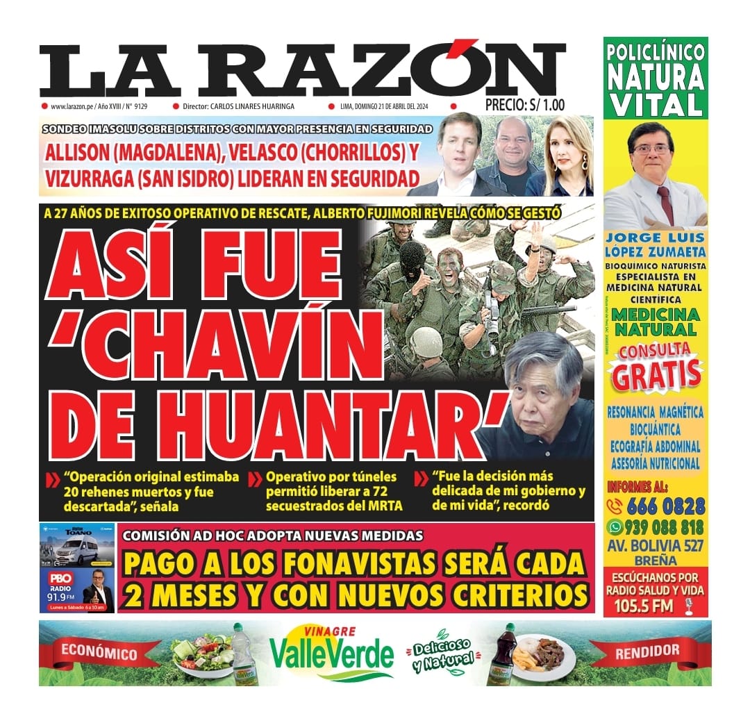 Portada Diario La Razón (21/04/2024)