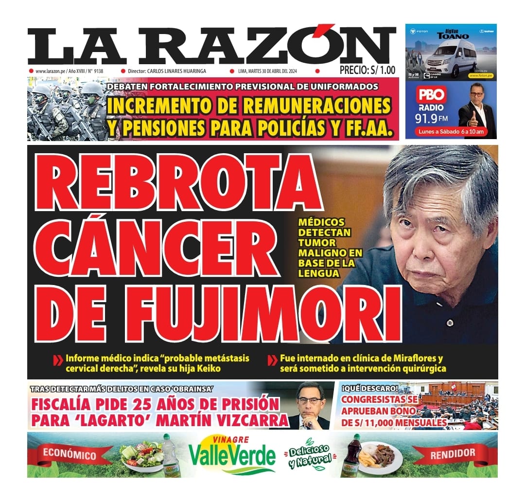 Portada Diario La Razón (30/04/2024)