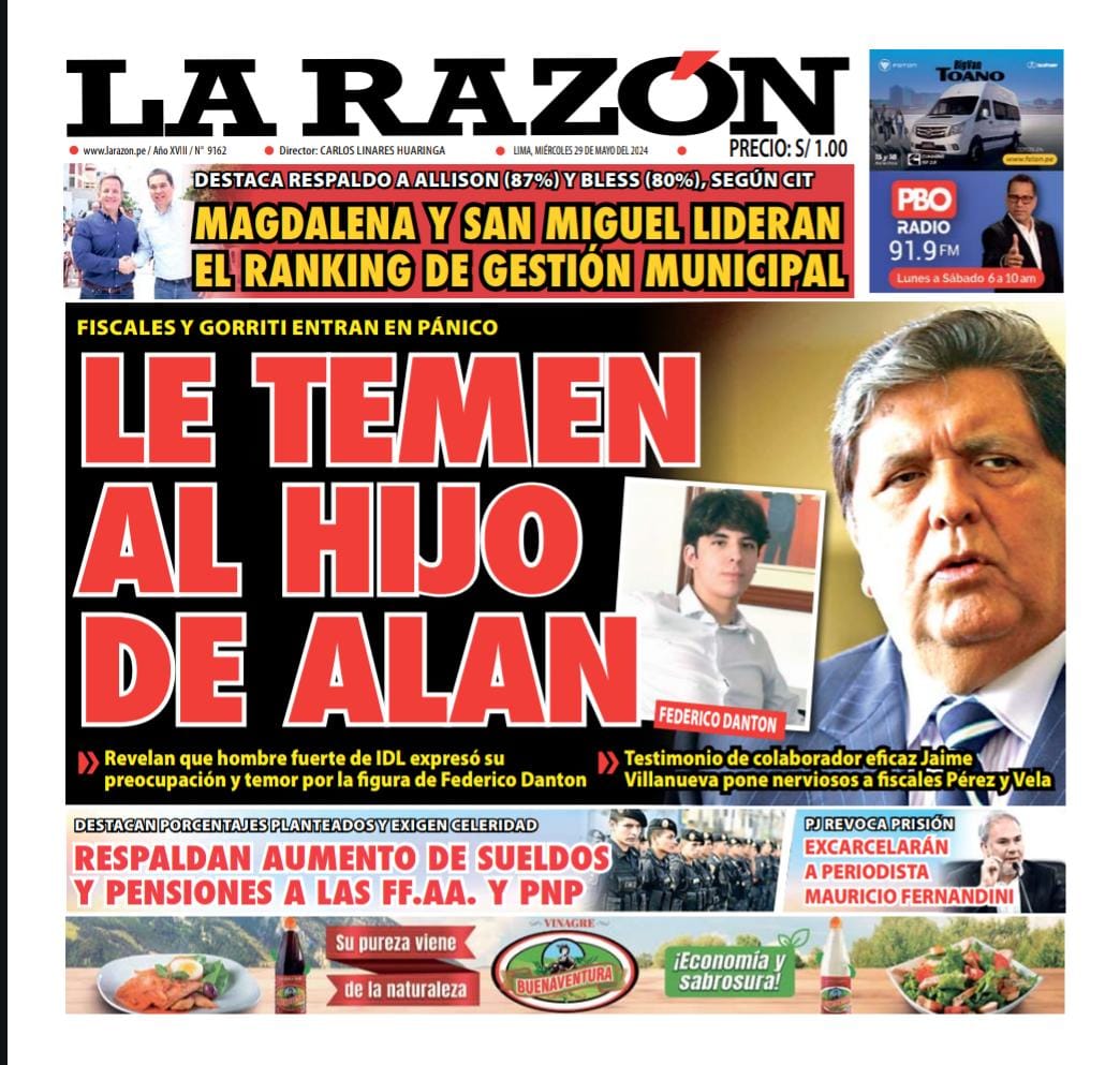 Portada Diario La Razón (29/05/2024)