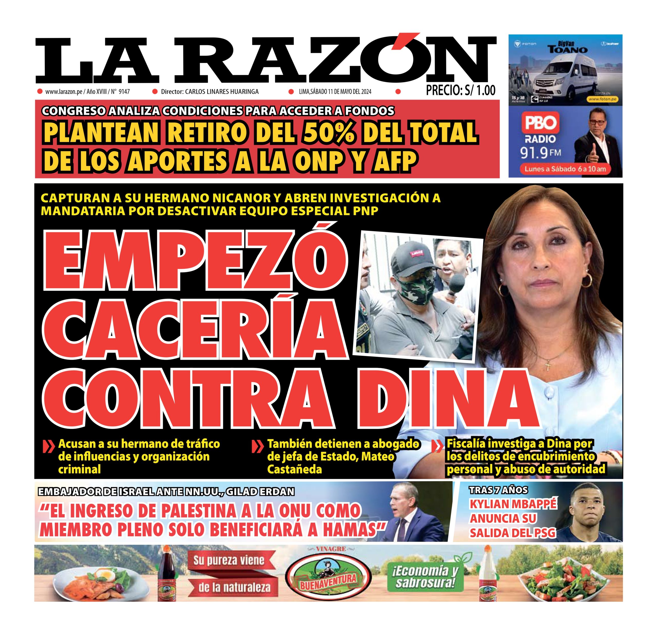 Portada Diario La Razón (11/05/2024)