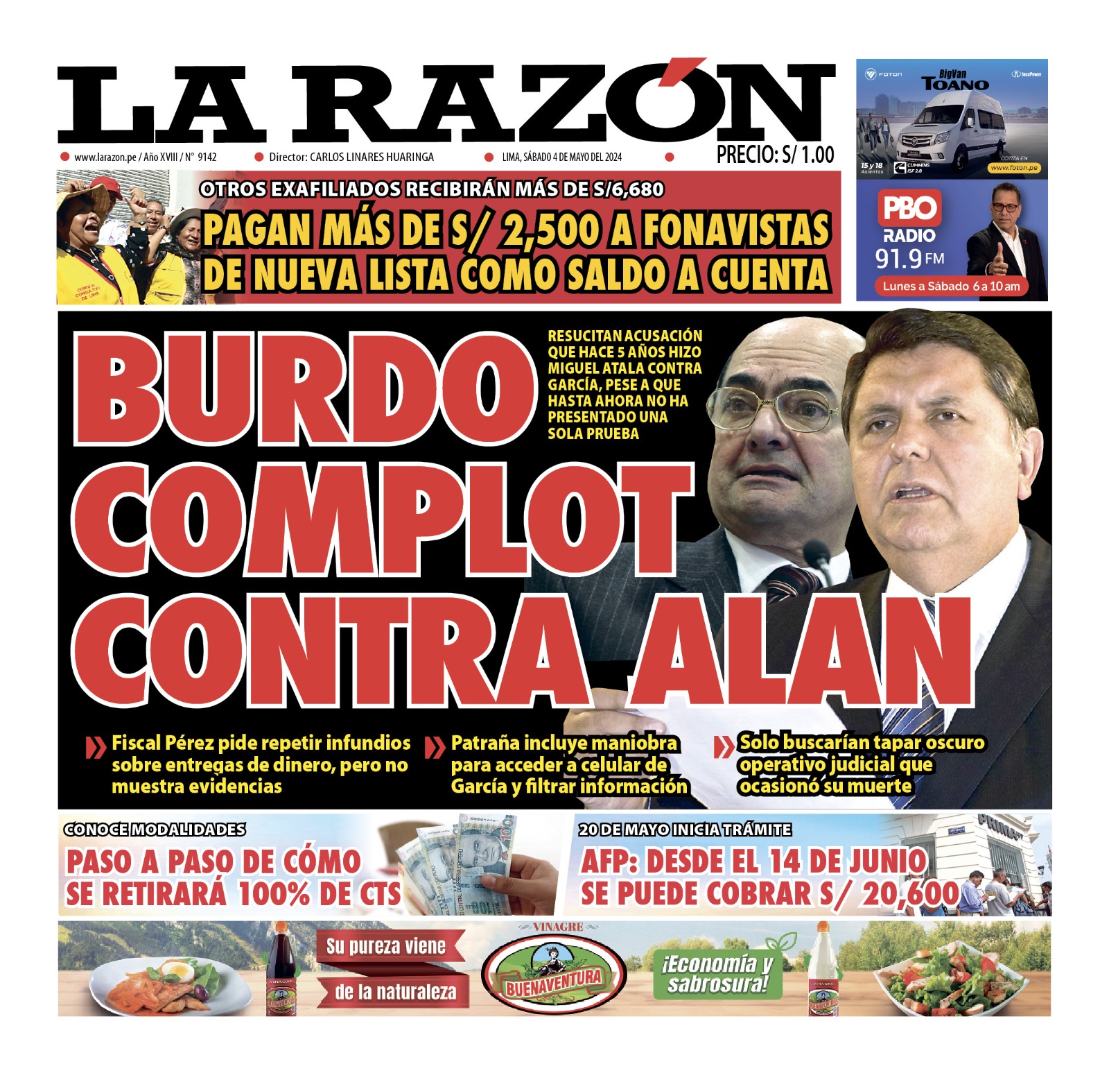 Portada Diario La Razón 04-05-2024