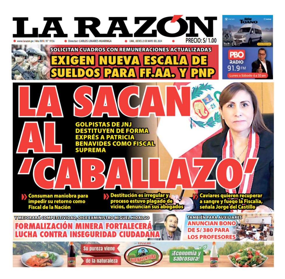 Portada Diario La Razón (23/05/2024)