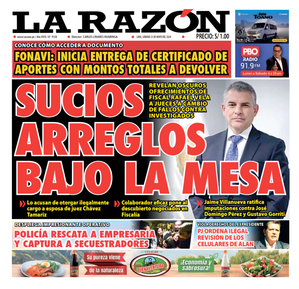 Portada Diario La Razón (25/05/2024)