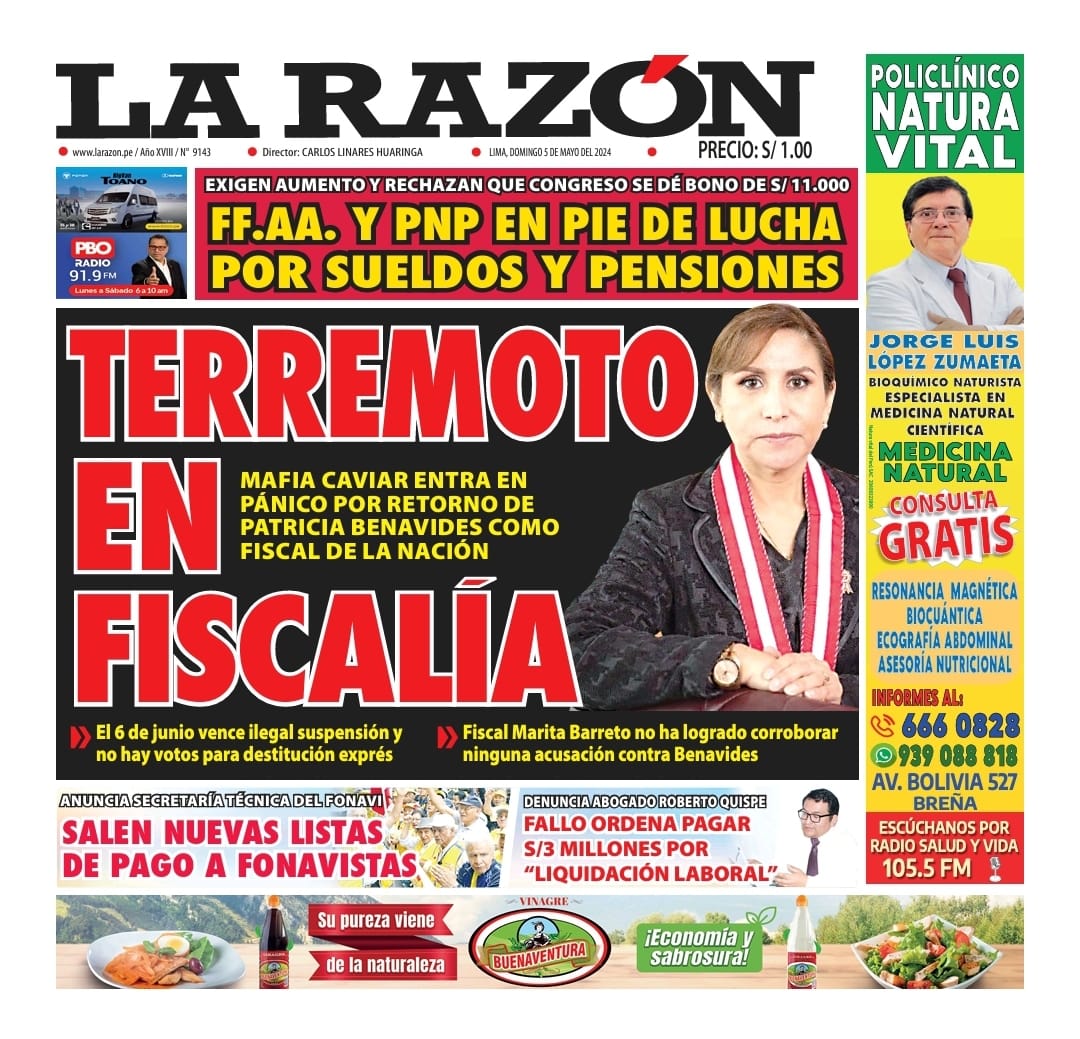Portada Diario La Razón (05/05/2024)