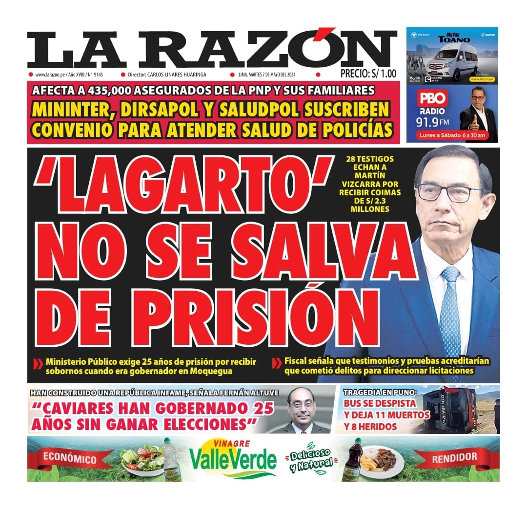 Portada Diario La Razón (07/05/2024)