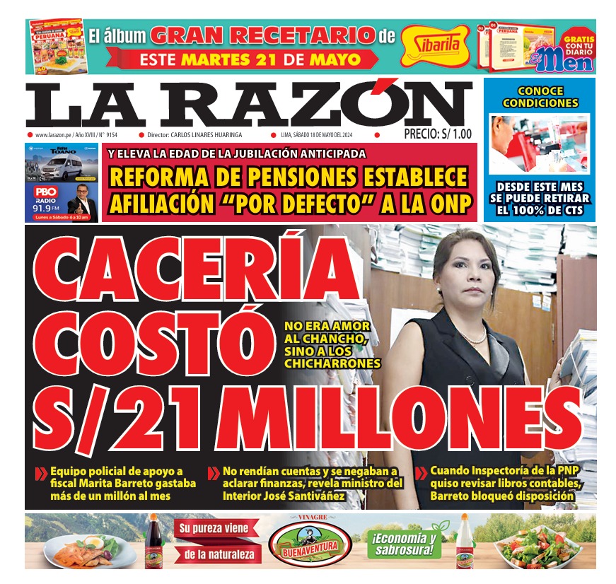 Portada Diario La Razón (18/05/2024)