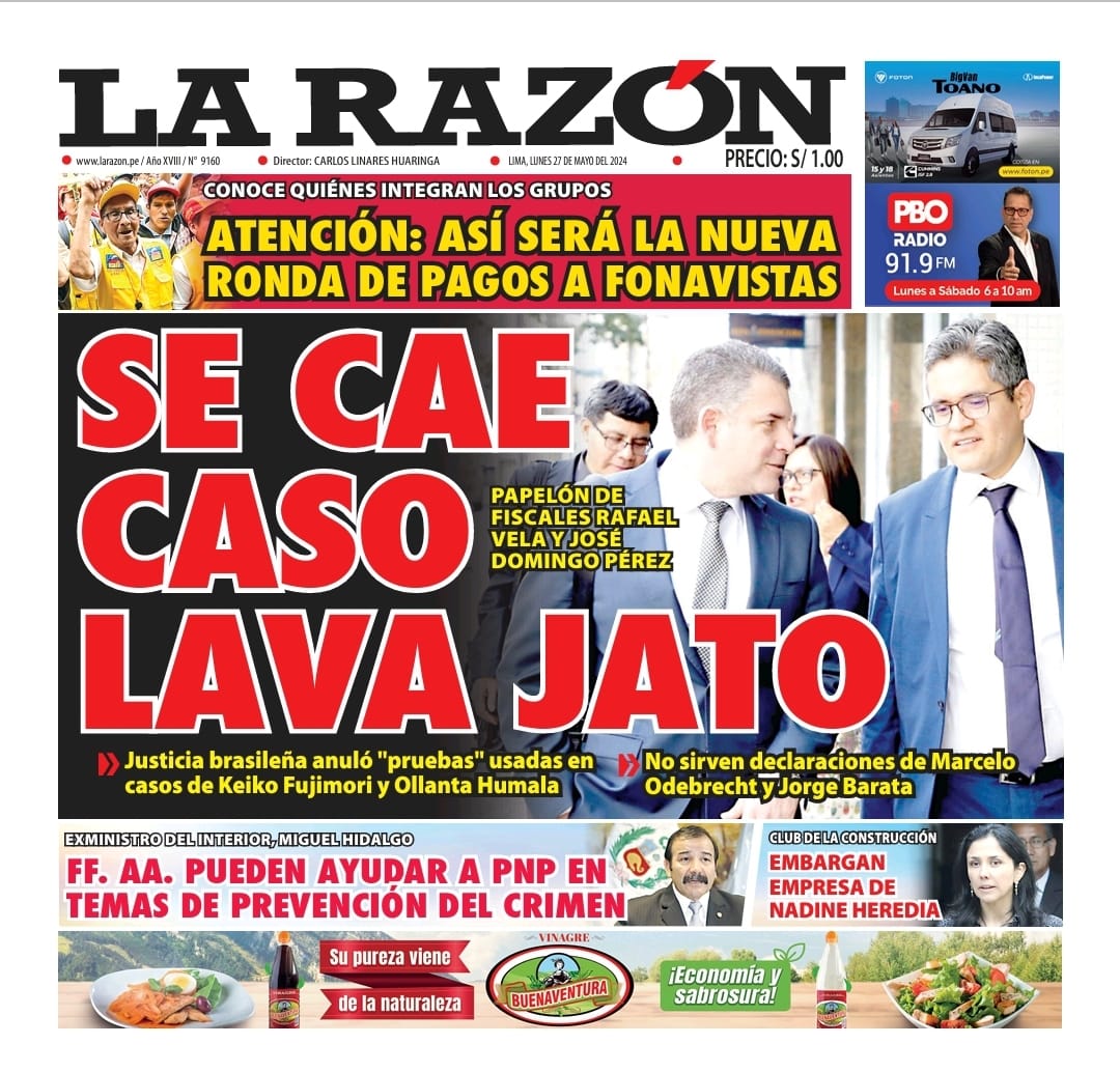 Portada Diario La Razón (27/05/2024)