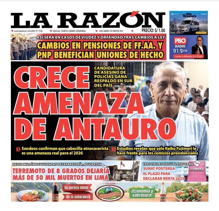 Portada Diario La Razón (01/06/2024)