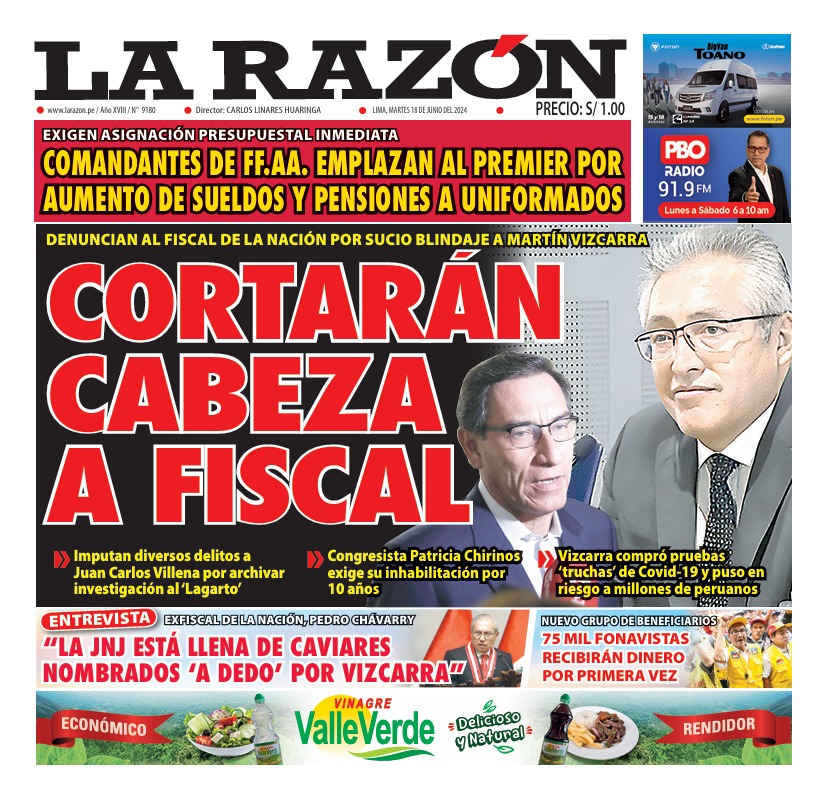 Portada Diario La Razón (18/06/2024)