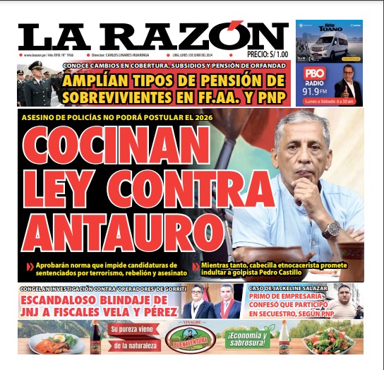 Portada Diario La Razón (03/06/2024)