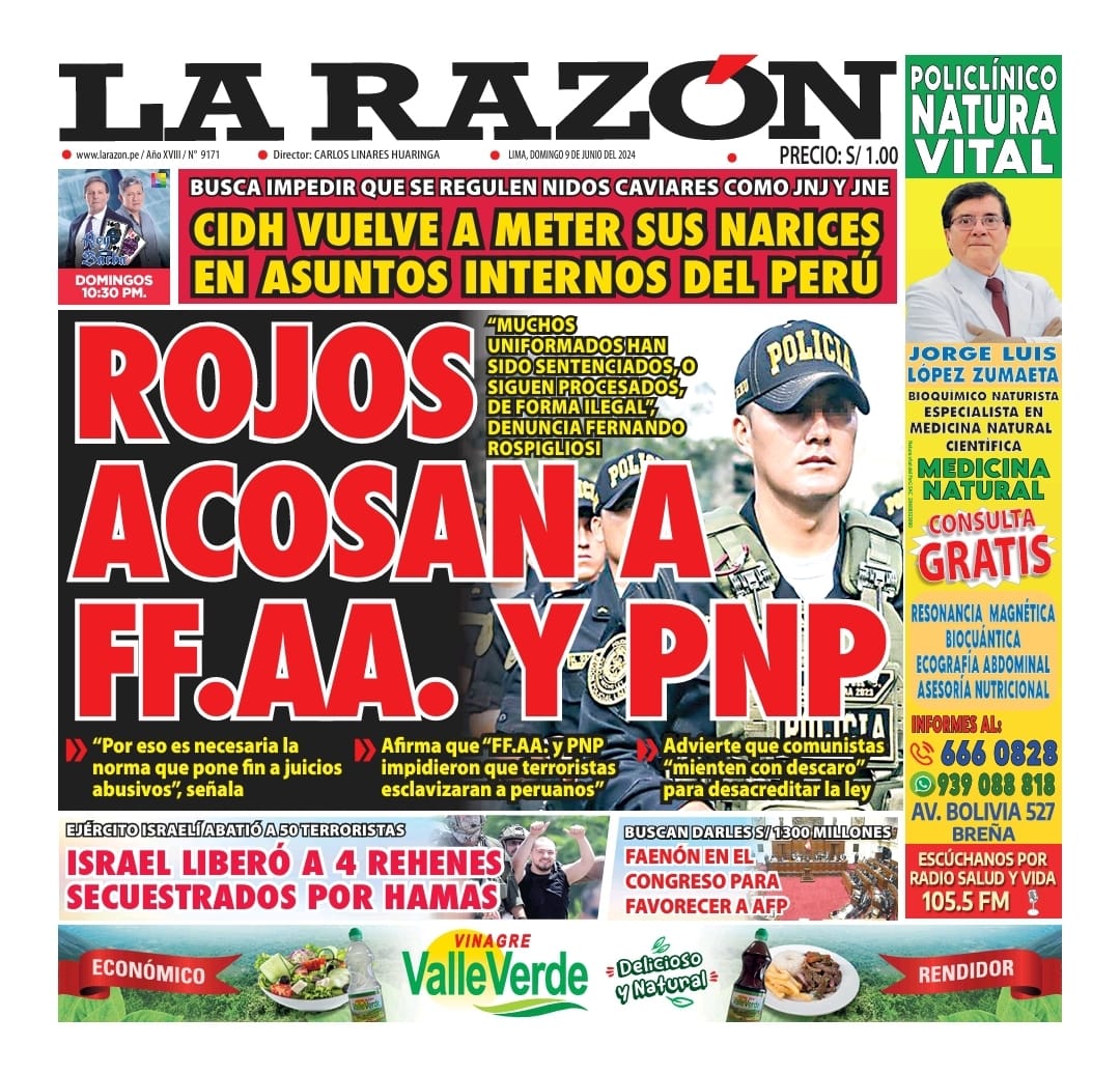 Portada Diario La Razón (09/06/2024)