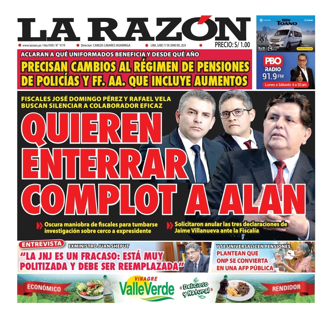 Portada Diario La Razón (17/06/2024)