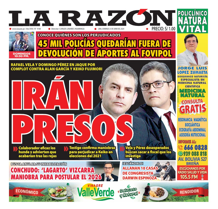 Portada Diario La Razón (23/06/2024)