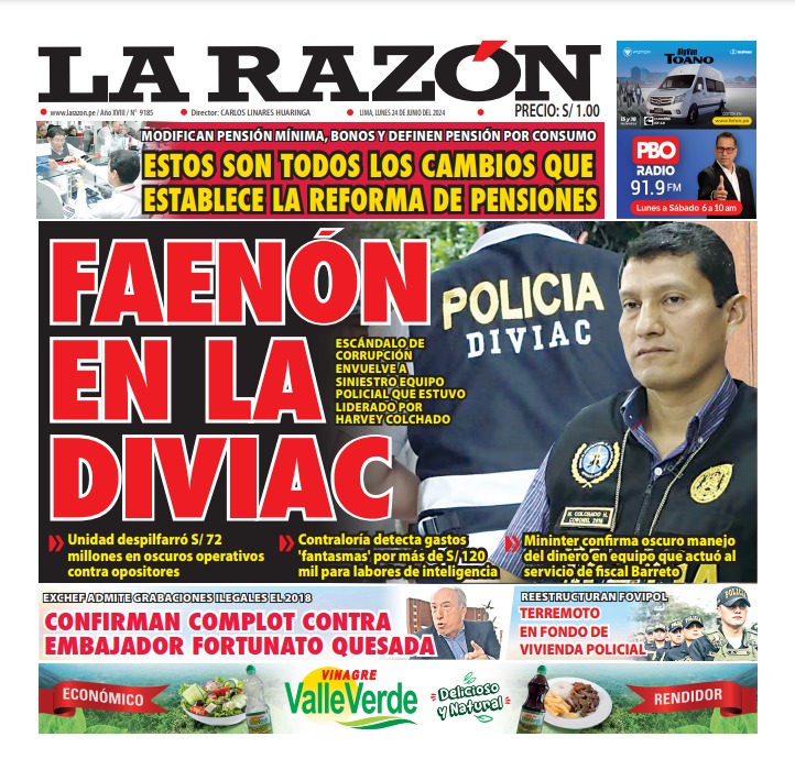 Portada Diario La Razón (24/06/2024)