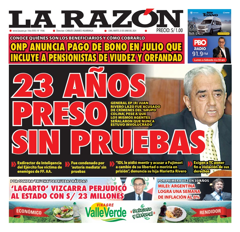 Portada Diario La Razón (25/06/2024)