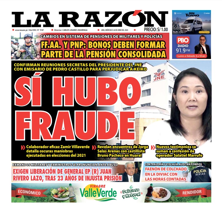 Portada Diario La Razón (26/06/2024)