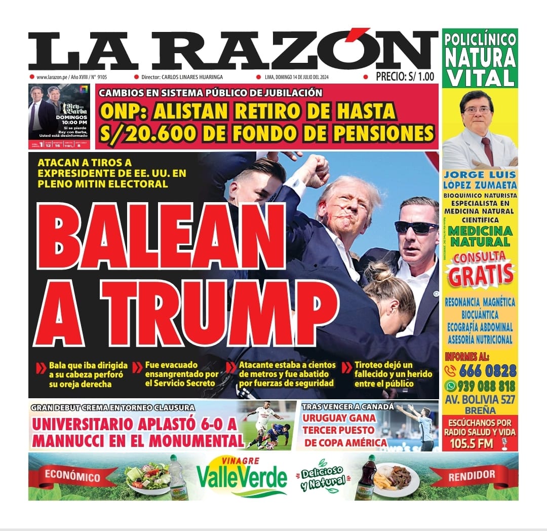 Portada Diario La Razón (14/07/2024)