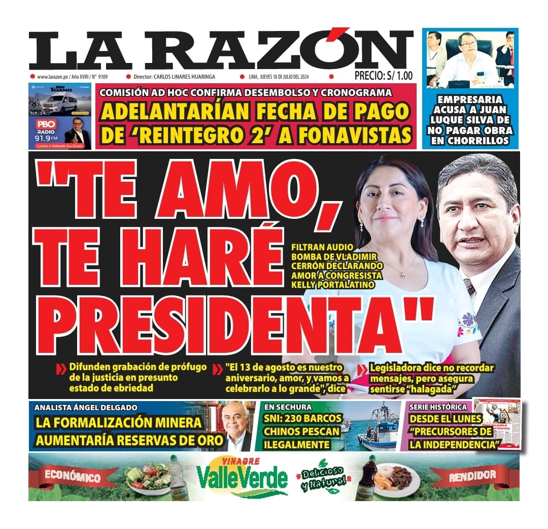 Portada Diario La Razón (18/07/2024)