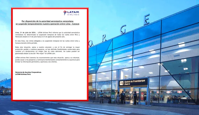 LATAM Airlines Perú suspende vuelos de Lima a Caracas y ofrece cambios y reembolsos sin costo