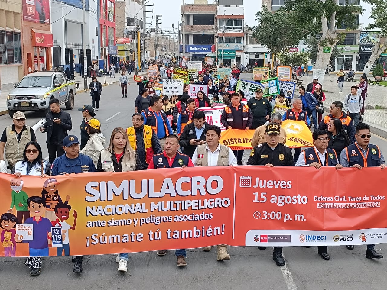 Pisco: Con éxito se realizó el pasacalle de sensibilización para el II Simulacro Nacional Multi peligro