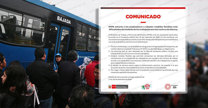 MTPE otorga tolerancia de hasta 4 horas ante paro de transportistas