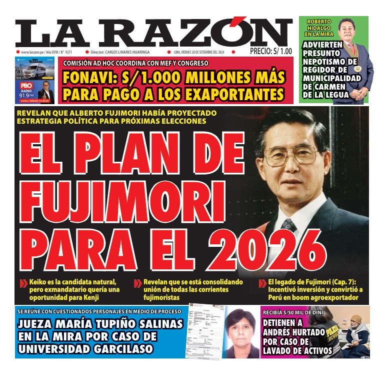 Portada Diario La Razón (20/09/2024)